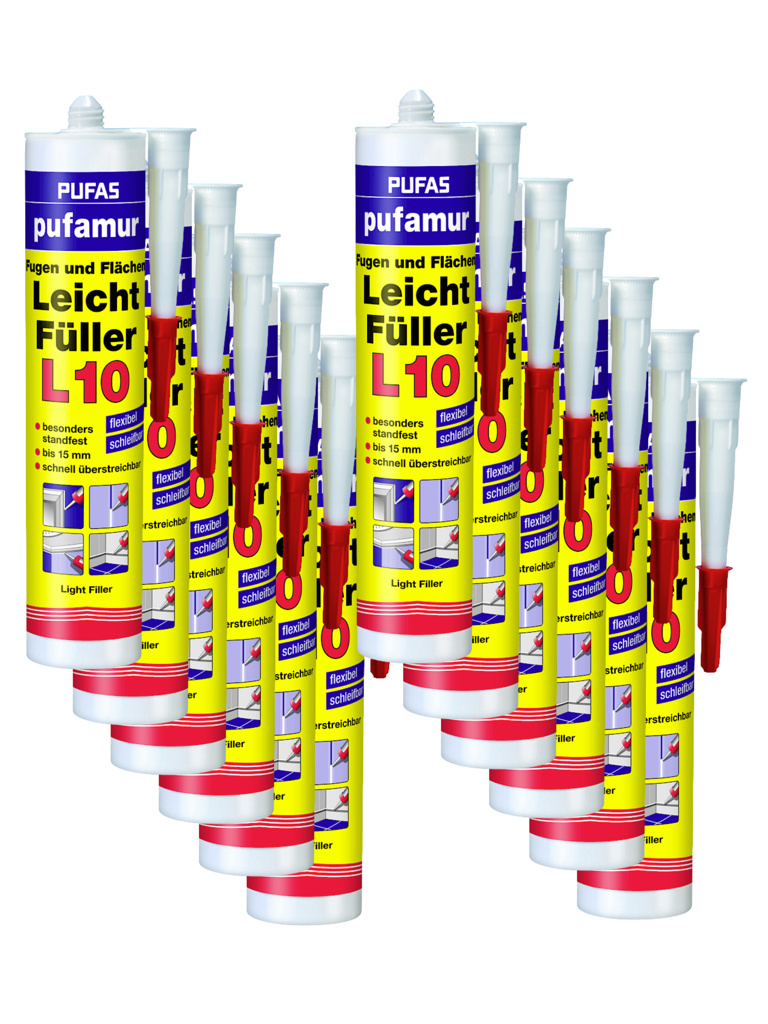 12 Stück PUFAS pufamur Fugen und Flächen Leichtspachtel L10 Set