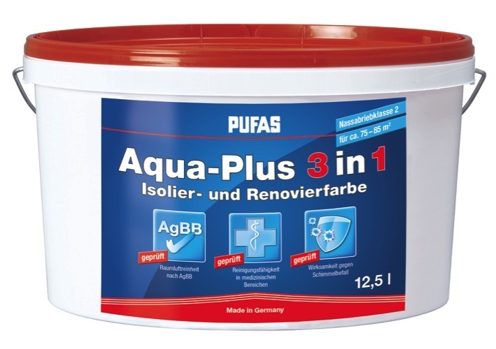PUFAS Aqua-Plus 3 in 1 Isolier- und Renovierfarbe
