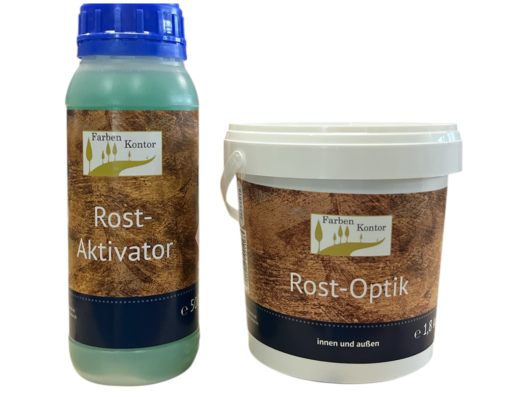 Rosteffekt Rostwand Rostfarbe Rostoptik Kontor Set 1,8kg Farbe + 0,5kg Aktivator