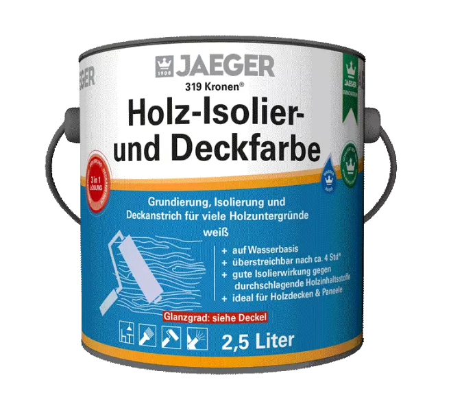 Jaeger Kronen® Holz-Isolier- und Deckfarbe 319 weiß matt 2,5L