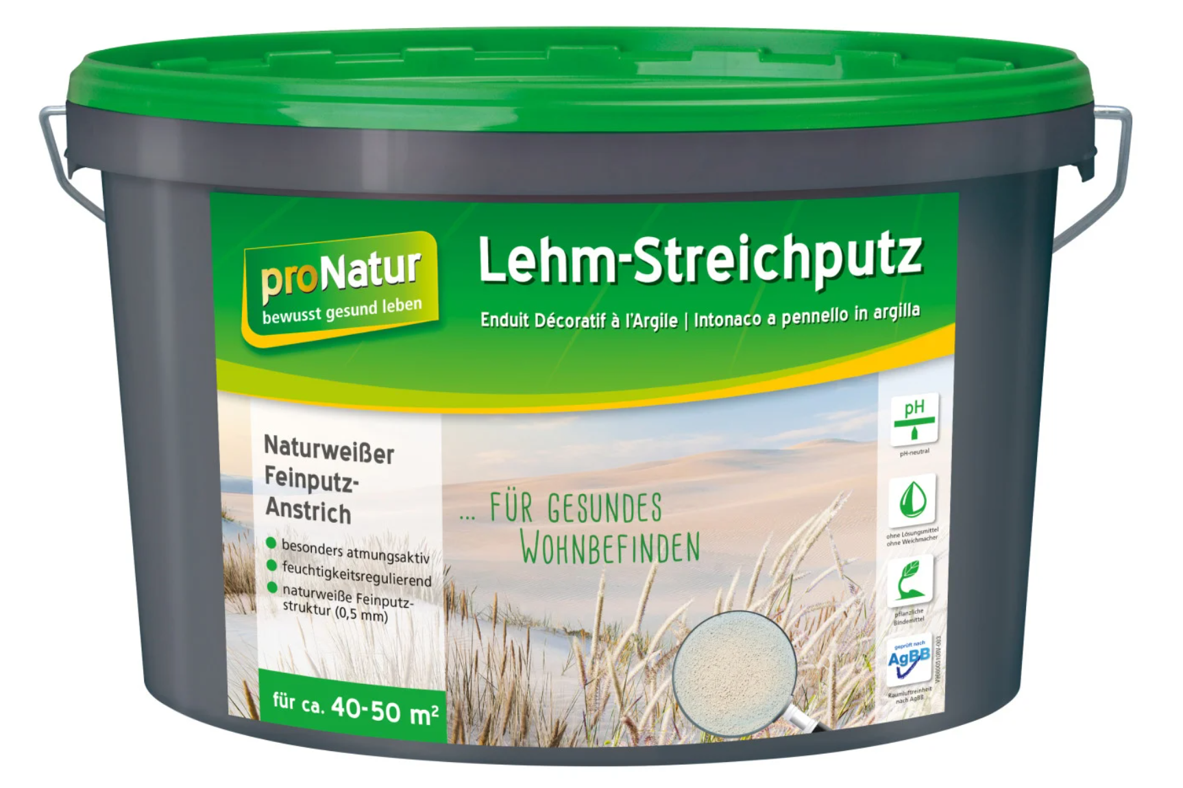 PUFAS pronatur Lehm-Streichputz fein gekörntes Naturweiß 18KG